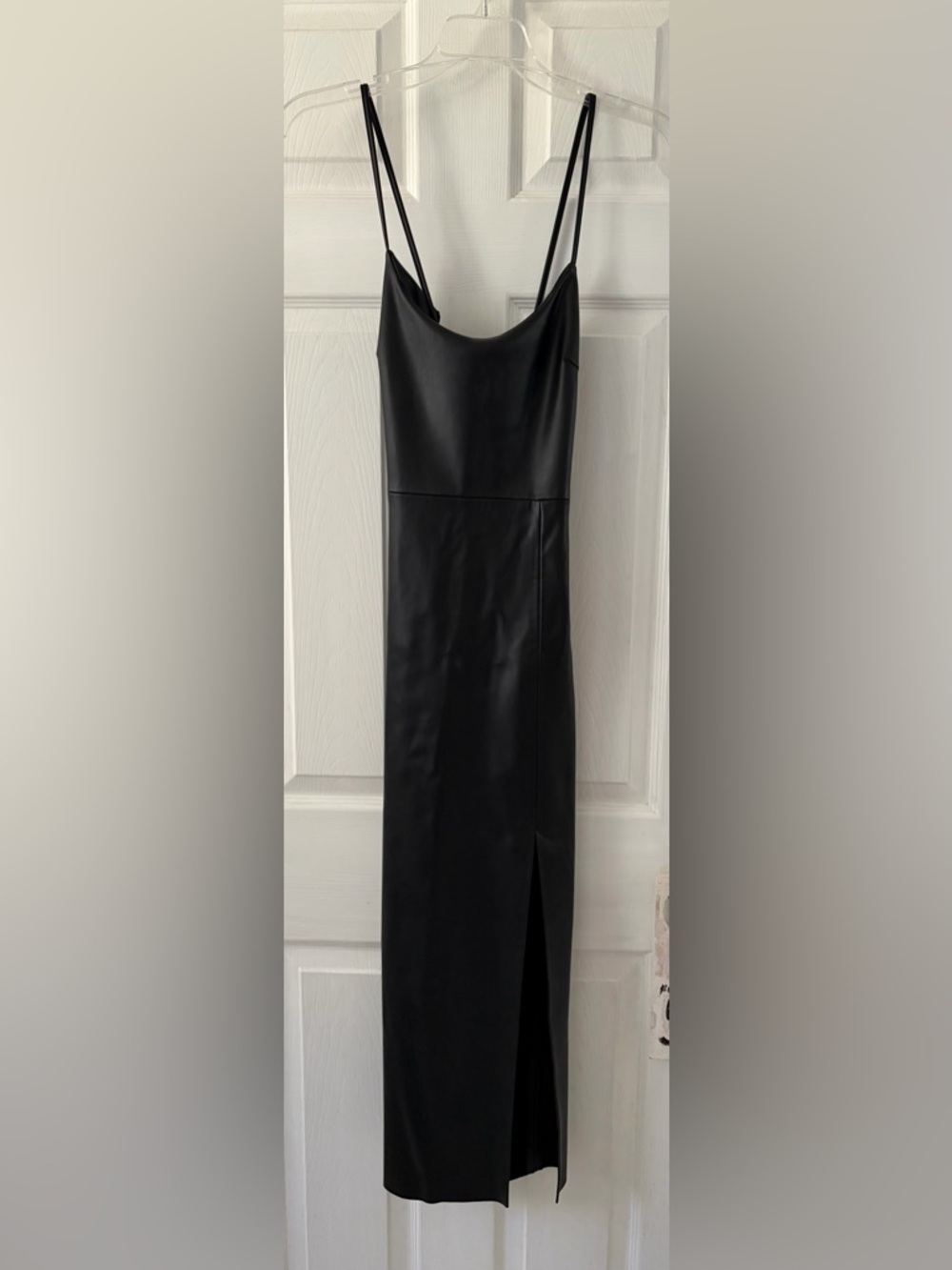 Zara Black Faux Leather Dress with Scoop Neck